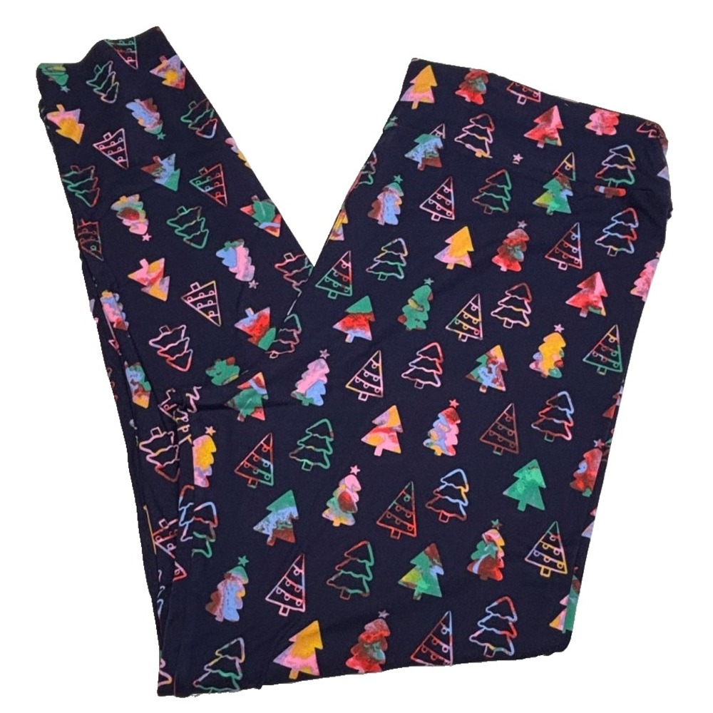 LuLaRoe Womens Leggings‎ Size TC2 Blue Trees Tie Dye Christmas 2025 Plus 18+ NWT